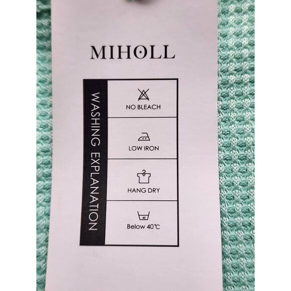 TOP-MIHOLL-Waffle Material-Lace Sleeves-Long Sleeves-Mint Green-Size Large - Picture 8 of 16